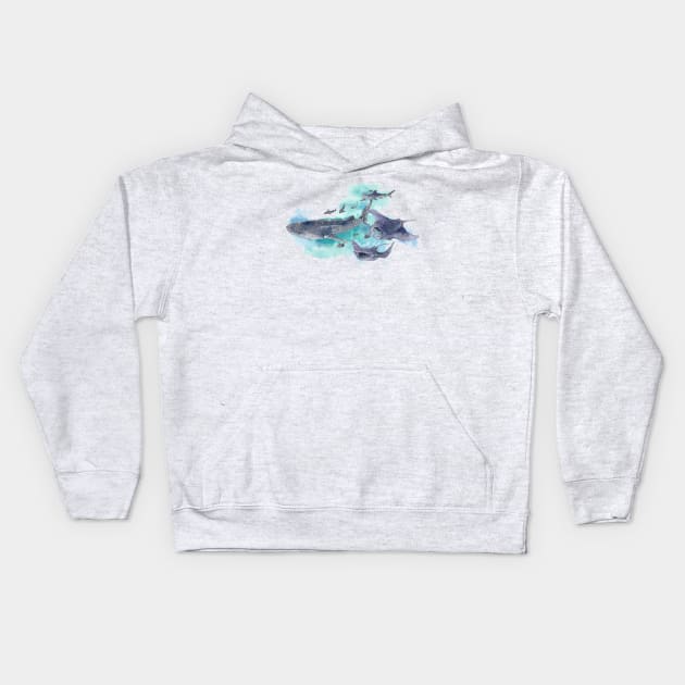 Star Sharks and Rays Kids Hoodie by canvaswolf